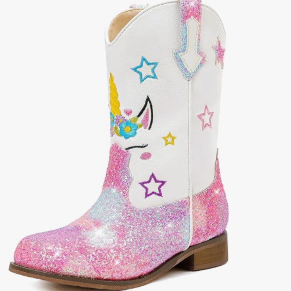 Unicorn Glitter Girls Cowgirl Boots